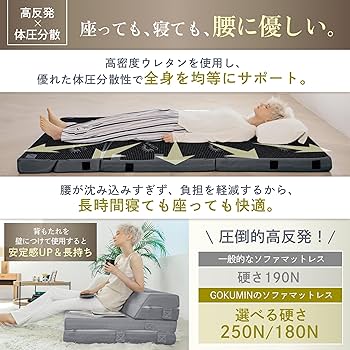 Amazon｜GOKUMIN ソファーマットレス 34D 2層高反発 厚み8cm